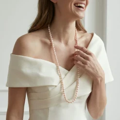 White Japanese Akoya Pearl Opera Length Necklace, 6.0-6.5mm