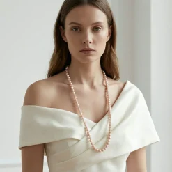 White Japanese Akoya Pearl Opera Length Necklace, 6.0-6.5mm
