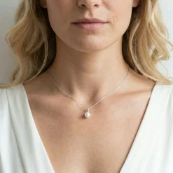 White Japanese Akoya Pearl Hope Pendant, 8.0-8.5mm - 14K Gold