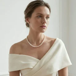 White Japanese Akoya Pearl Necklace & Earring 2-Piece Set, 8.0-8.5mm