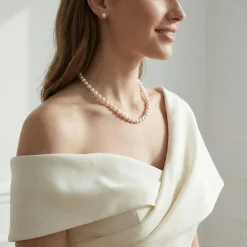 White Japanese Akoya Pearl Necklace & Earring 2-Piece Set, 8.0-8.5mm