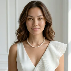 White Japanese Akoya Pearl Necklace, 6.0-6.5mm - AA+ Quality