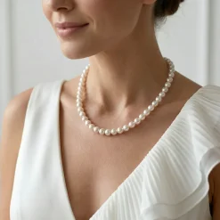 White Japanese Akoya Pearl Necklace, 6.0-6.5mm - AA+ Quality