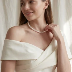 White Japanese Akoya Pearl Necklace, 8.0-8.5mm - AAA Quality