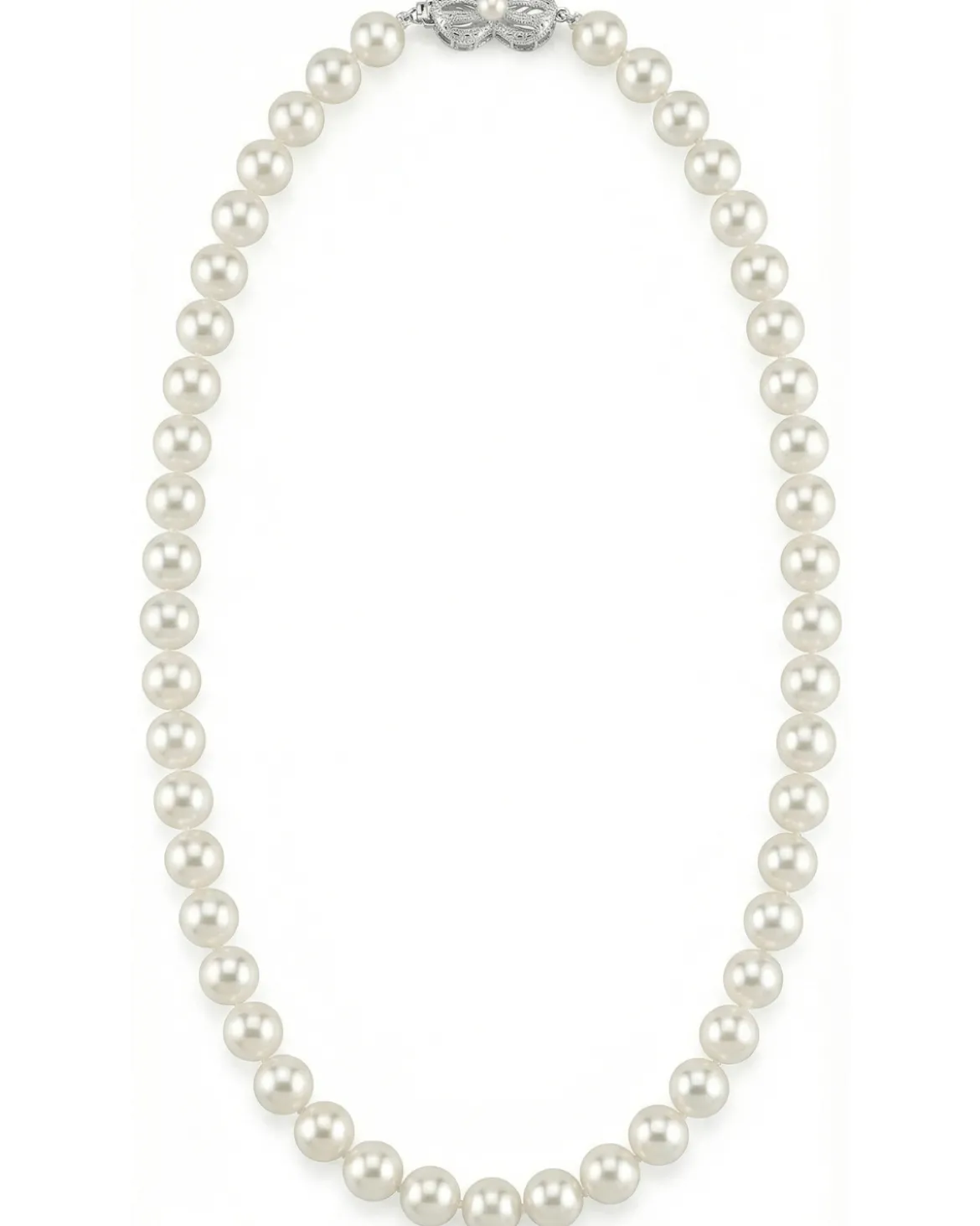 White Japanese Akoya Pearl Necklace, 7.5-8.0mm - AA+ Quality