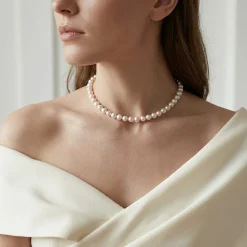 White Japanese Akoya Pearl Necklace, 7.5-8.0mm - AA+ Quality