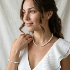 White Japanese Akoya Pearl 3-Piece Jewelry Set, 6.5-7.0mm