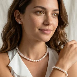 White Japanese Akoya Pearl 3-Piece Jewelry Set, 6.5-7.0mm