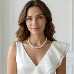 White Japanese Akoya Pearl Necklace, 9.5-10.0mm - AA+ Quality