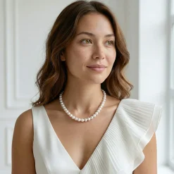 White Japanese Akoya Pearl Necklace, 9.5-10.0mm - AA+ Quality