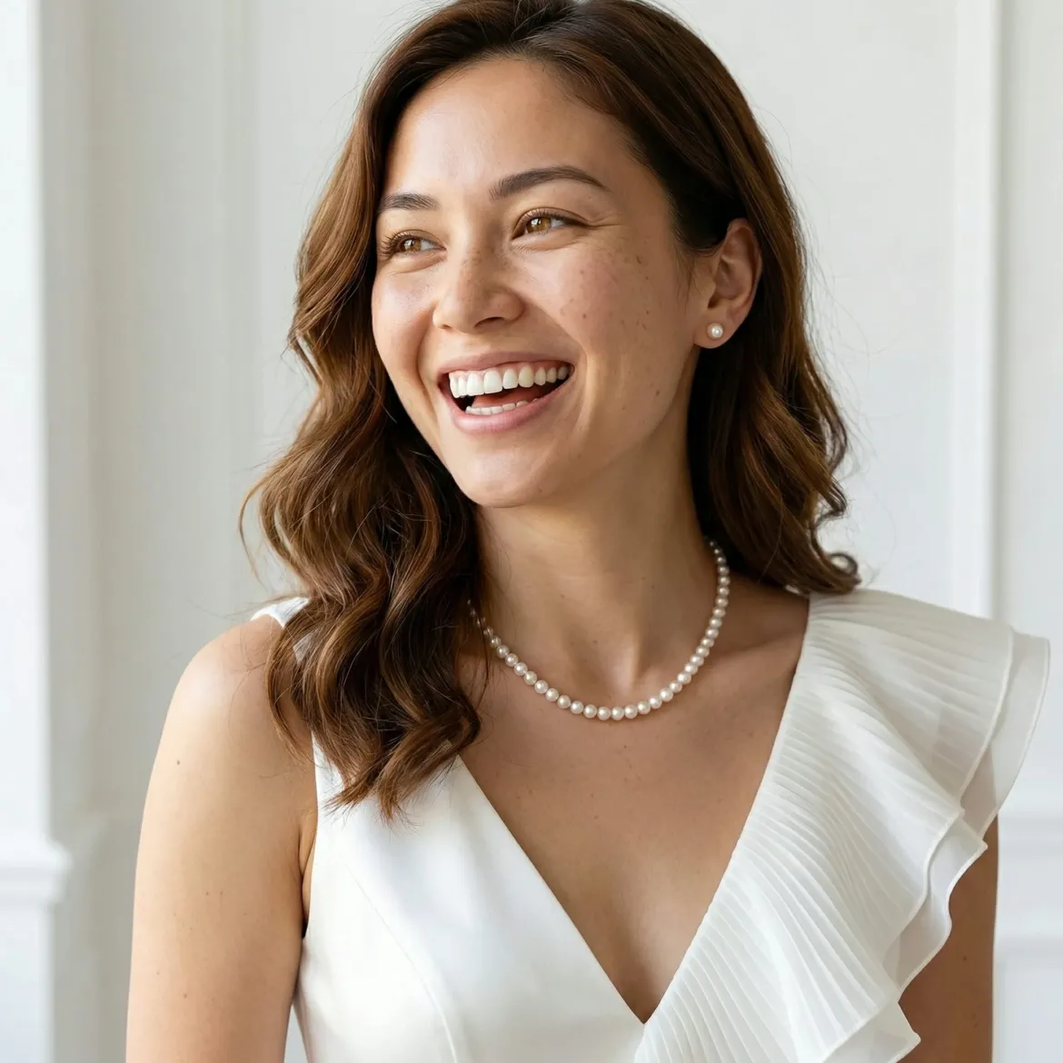 White Japanese Akoya Pearl Necklace & Earring 2-Piece Set, 6.0-6.5mm