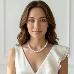 White Japanese Akoya Pearl Necklace, 8.5-9.0mm - AA+ Quality