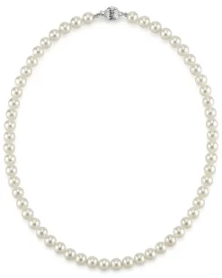 White Japanese Akoya Pearl Necklace, 6.5-7.0mm - AA+ Quality