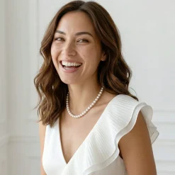 White Japanese Akoya Pearl Necklace, 7.0-7.5mm - AA+ Quality