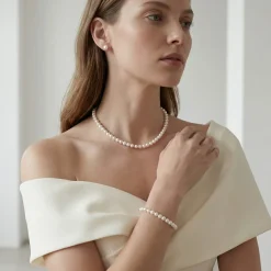 White Japanese Akoya Pearl 3-Piece Jewelry Set, 6.0-6.5mm