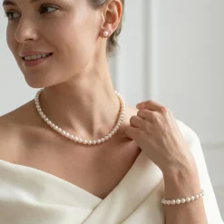 White Japanese Akoya Pearl 3-Piece Jewelry Set, 6.0-6.5mm