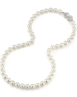 White Japanese Akoya Pearl Necklace, 7.5-8.0mm - AAA Quality
