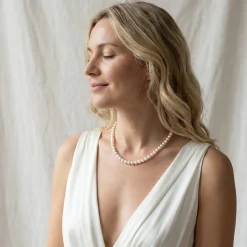 White Japanese Akoya Pearl Necklace, 7.0-7.5mm - AAA Quality