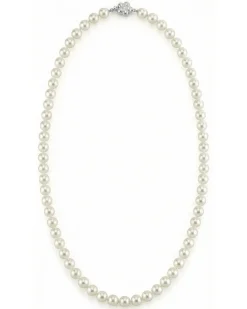 White Japanese Akoya Pearl Necklace, 7.0-7.5mm - AAA Quality