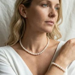 White Japanese Akoya Pearl 3-Piece Jewelry Set - AAA Quality