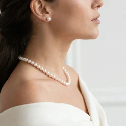 White Japanese Hanadama Akoya Pearl Necklace, 7.0-7.5mm