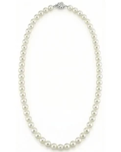 White Japanese Hanadama Akoya Pearl Necklace, 7.0-7.5mm