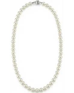 White Japanese Hanadama Akoya Pearl Necklace, 6.5-7.0mm