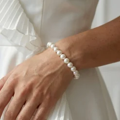 White Japanese Hanadama Akoya Pearl Bracelet, 7.0-7.5mm