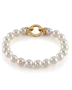 White Japanese Hanadama Akoya Pearl Bracelet, 7.0-7.5mm