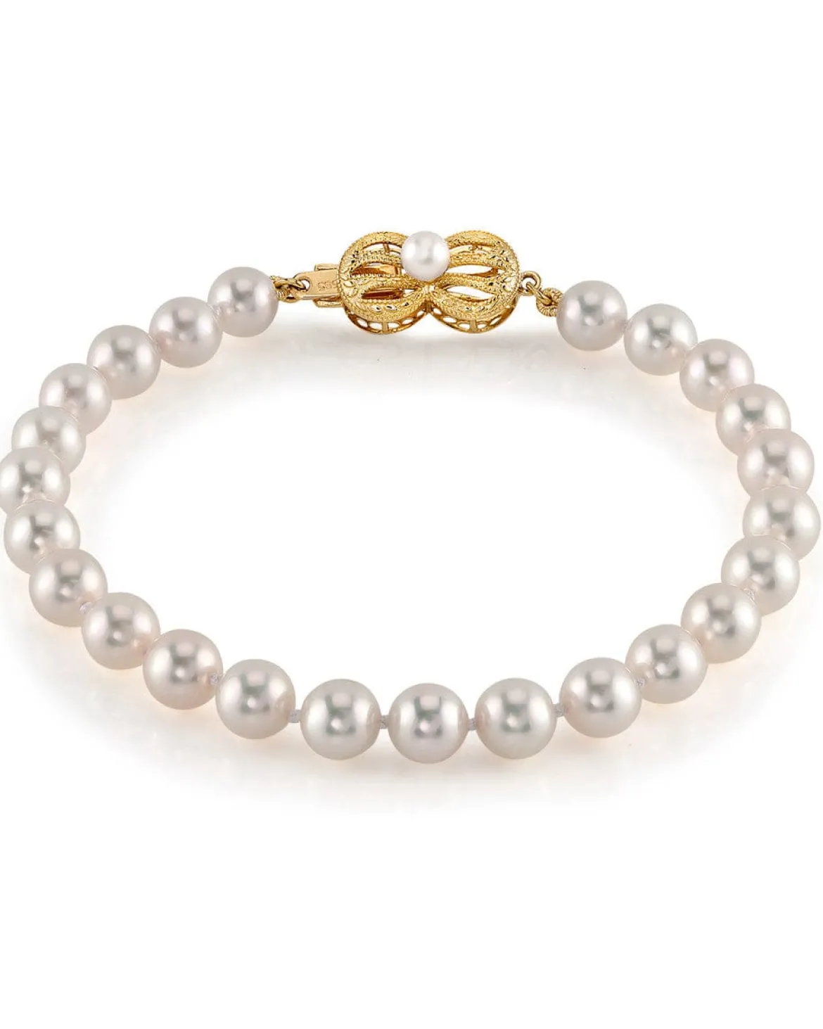 White Japanese Hanadama Akoya Pearl Bracelet, 6.5-7.0mm