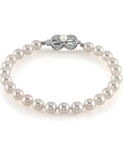White Japanese Hanadama Akoya Pearl Bracelet, 6.5-7.0mm