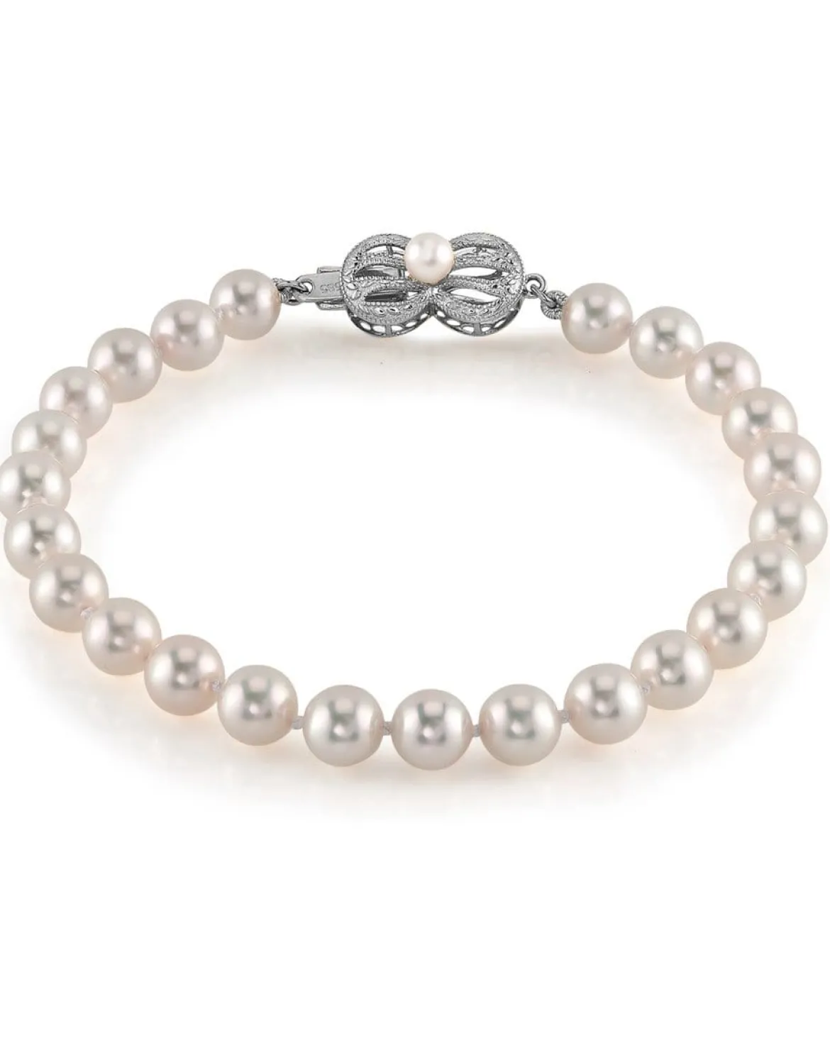 White Japanese Hanadama Akoya Pearl Bracelet, 6.5-7.0mm