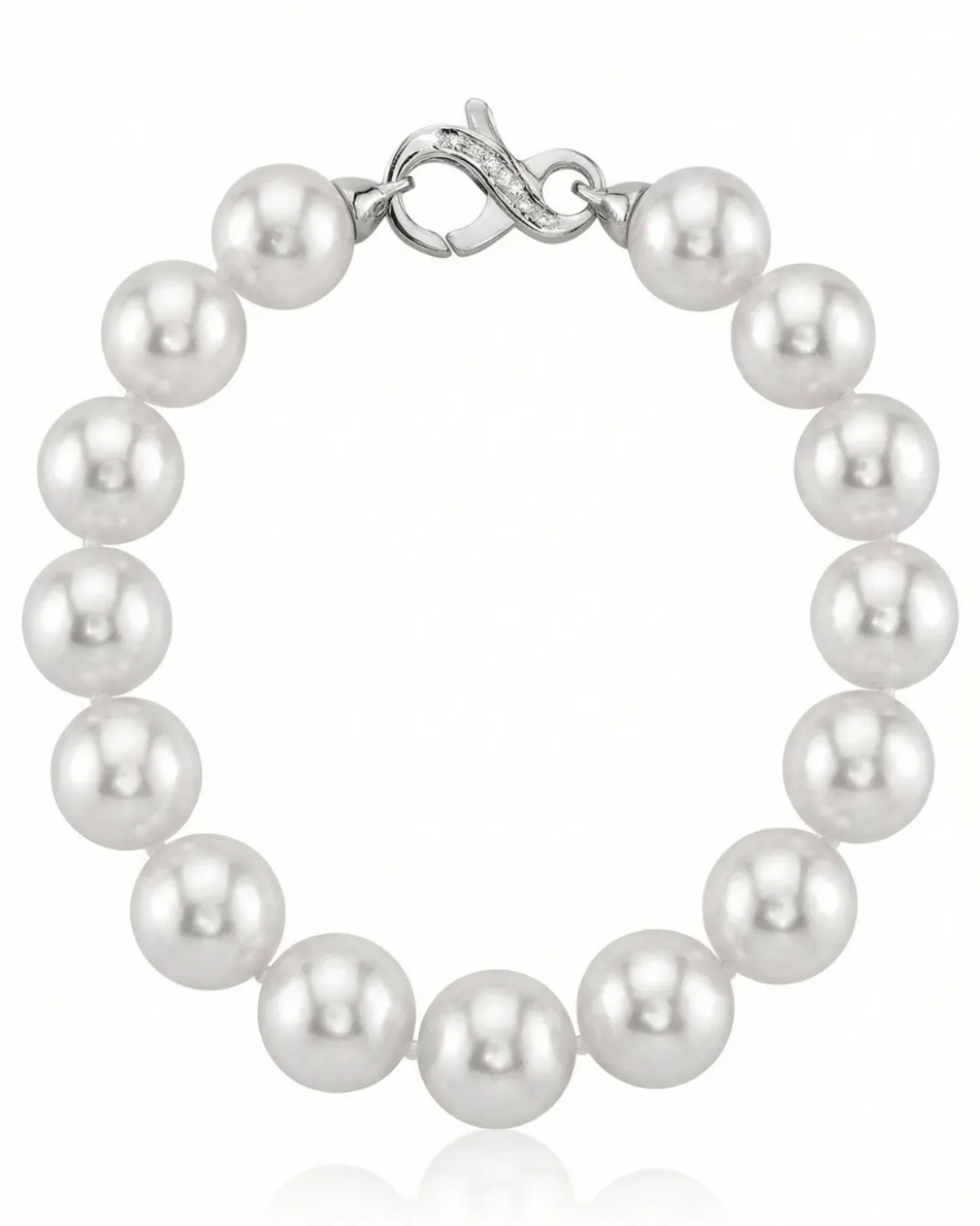 White Japanese Hanadama Akoya Pearl Bracelet, 9.0-9.5mm