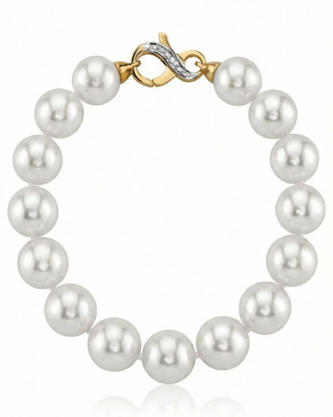 White Japanese Hanadama Akoya Pearl Bracelet, 9.0-9.5mm