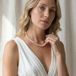 White Japanese Hanadama Akoya Pearl Necklace, 8.0-8.5mm