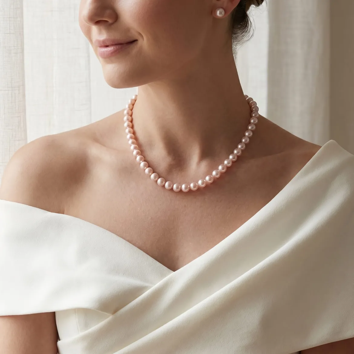 White Japanese Hanadama Akoya Pearl Necklace, 8.5-9.0mm