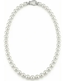 White Japanese Hanadama Akoya Pearl Necklace, 8.5-9.0mm
