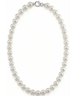 White Japanese Hanadama Akoya Pearl Necklace, 9.0-9.5mm