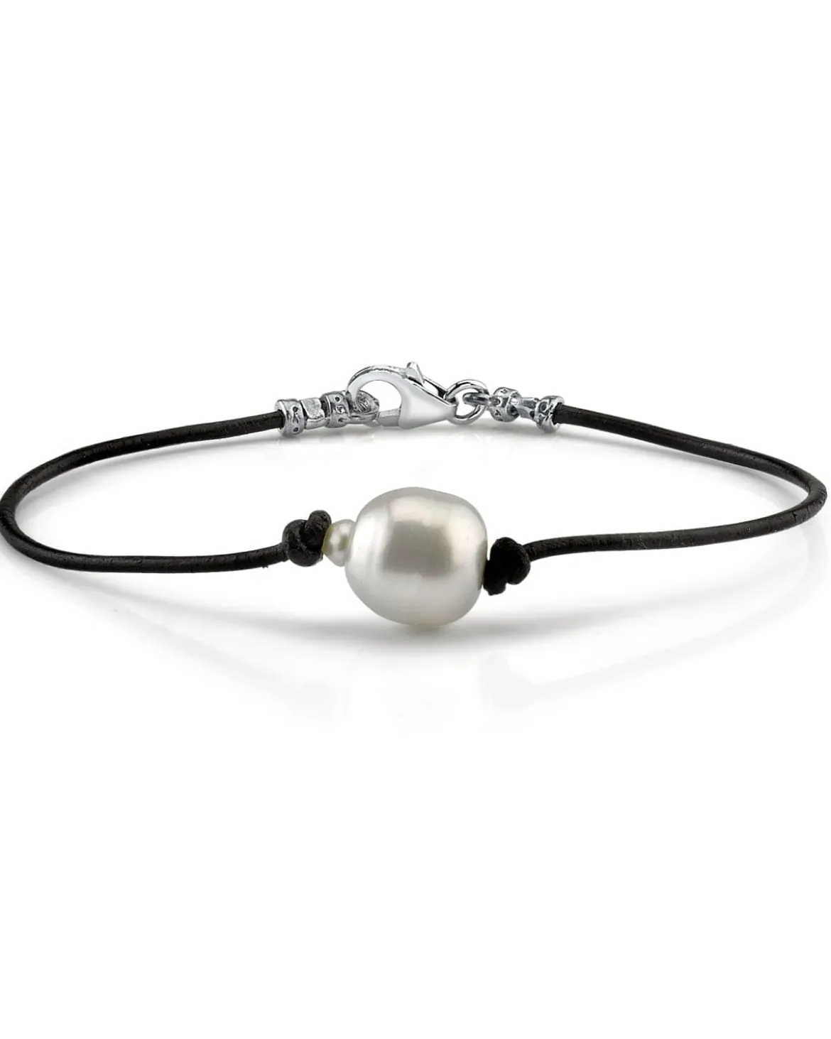 White South Sea Baroque Pearl Leather Bracelet