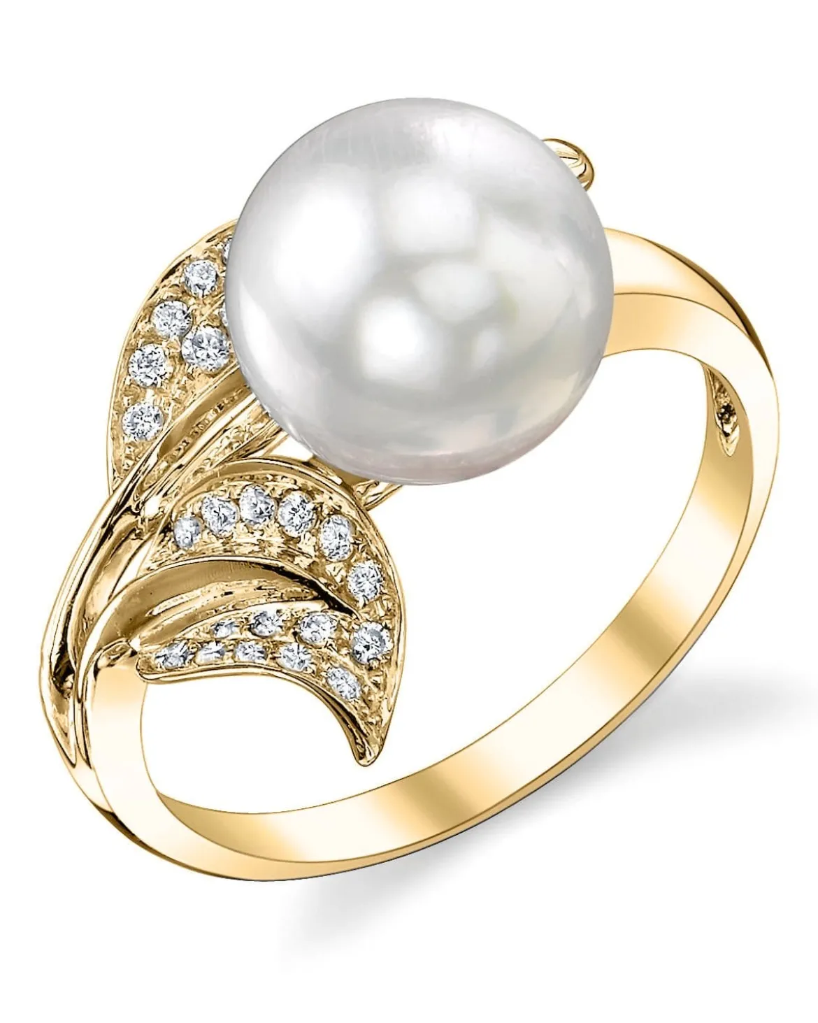 White South Sea Pearl & Diamond "Hazakura" Cocktail Ring