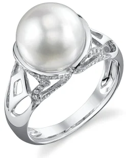 White South Sea Pearl & Diamond Allure Cocktail Ring