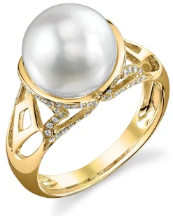 White South Sea Pearl & Diamond Allure Cocktail Ring