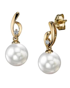 White South Sea Pearl & Diamond Asterie Earrings