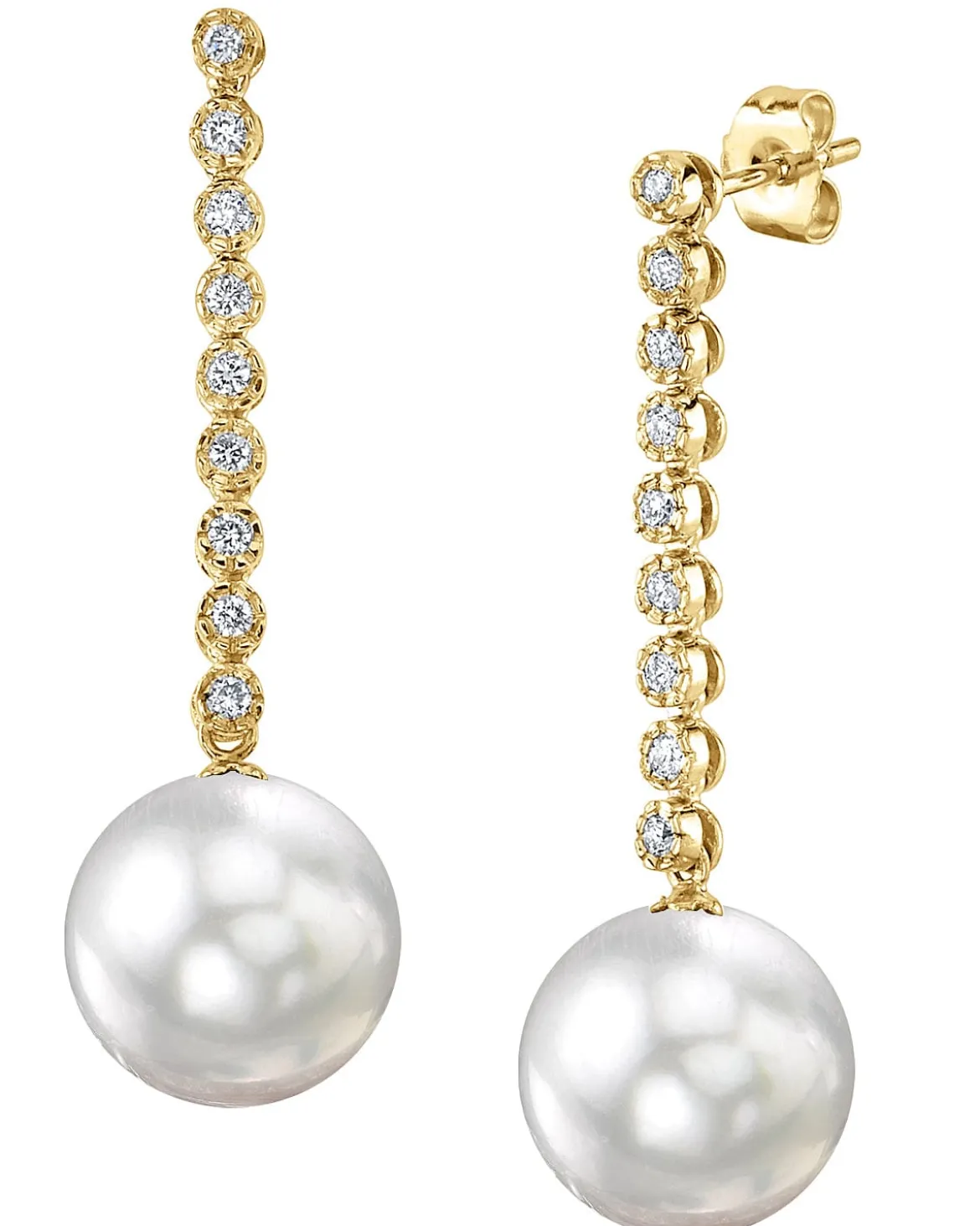 White South Sea Pearl & Diamond Bellatrix Dangle Earrings