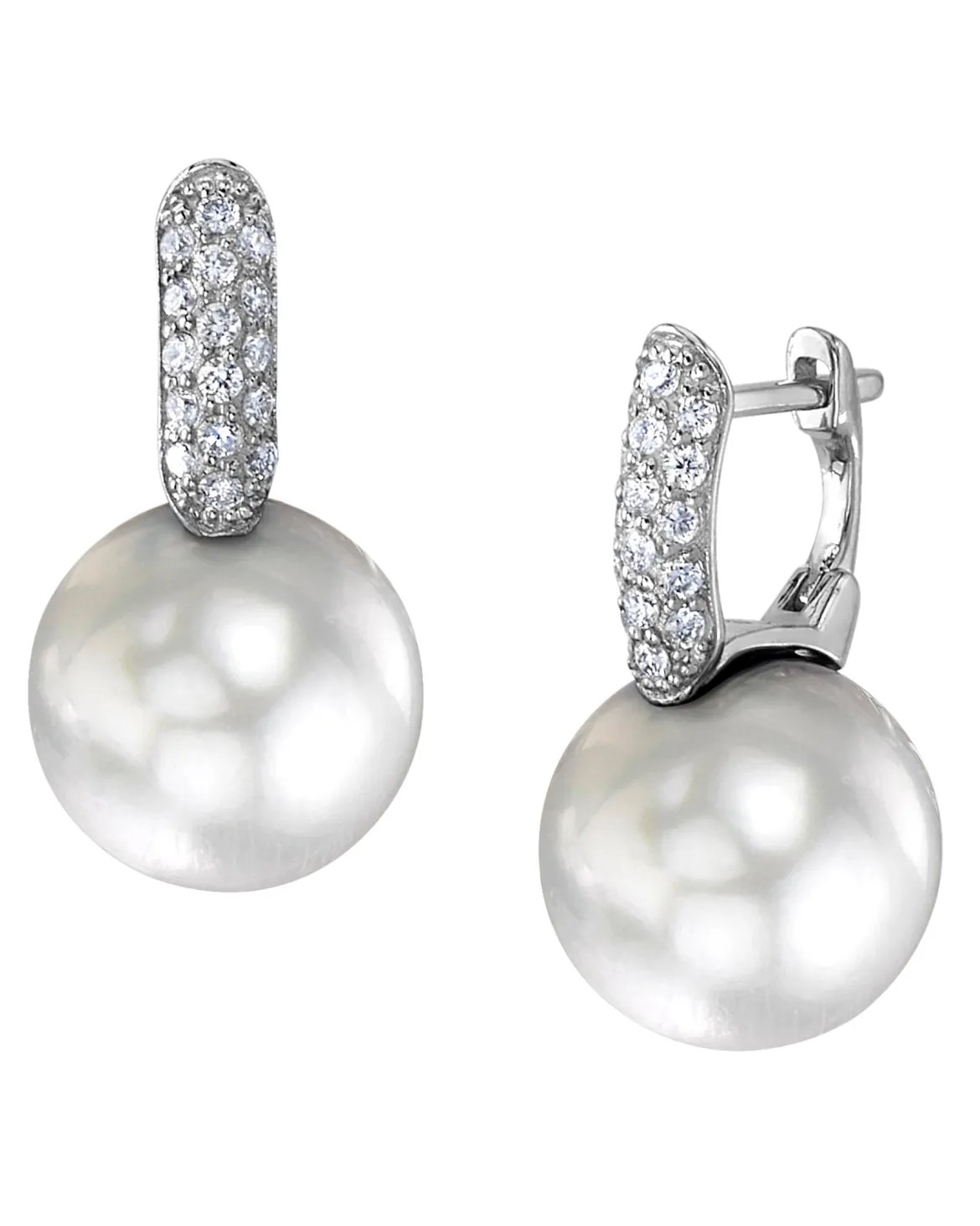 White South Sea Pearl & Diamond Calypso Earrings