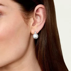 White South Sea Pearl & Diamond Fame Stud Earrings