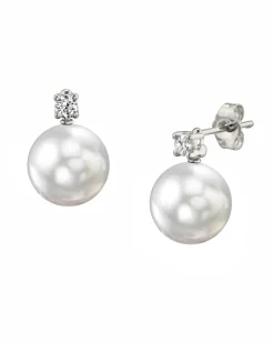 White South Sea Pearl & Diamond Fame Stud Earrings