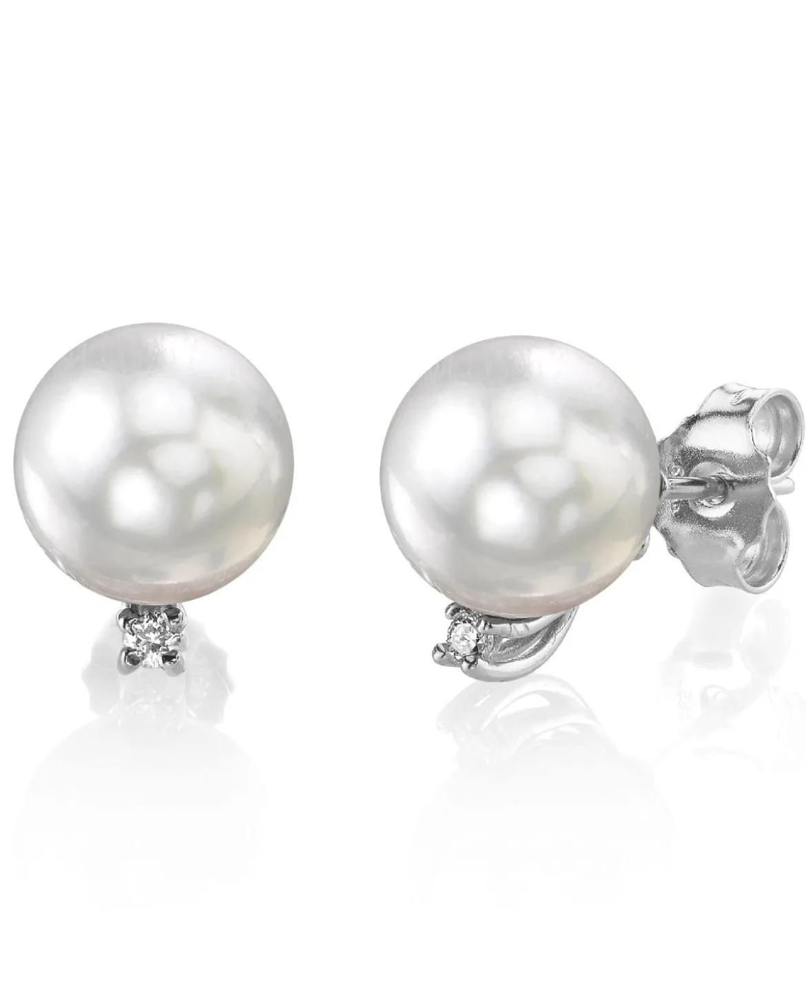 White South Sea Pearl & Diamond Society Stud Earrings