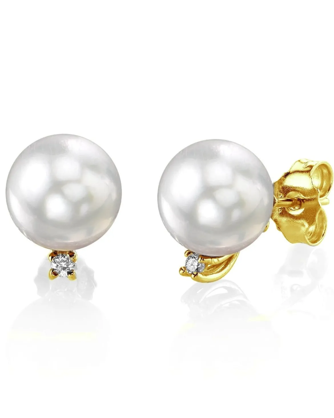 White South Sea Pearl & Diamond Society Stud Earrings
