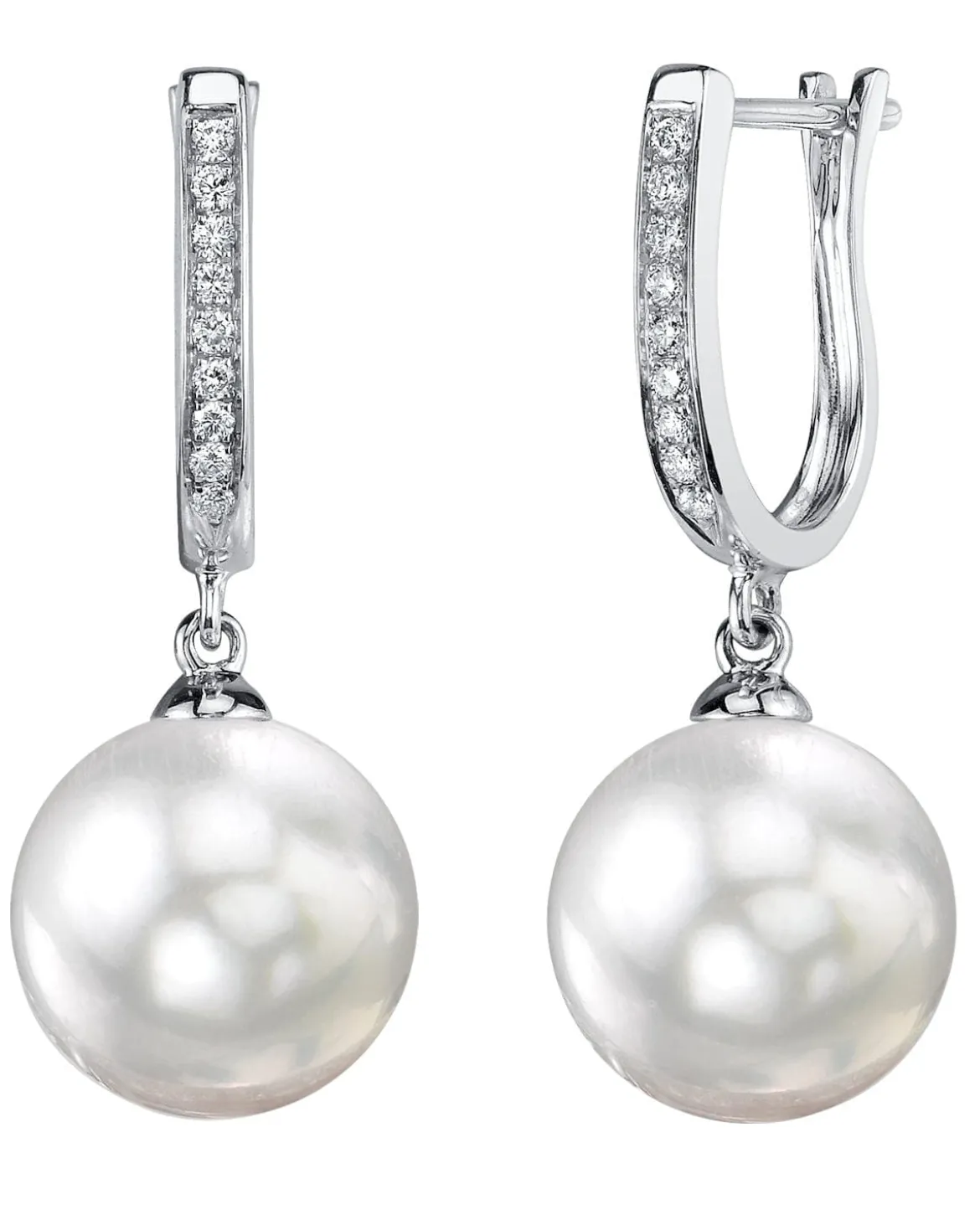 White South Sea Pearl & Diamond Captivate Dangle Earrings